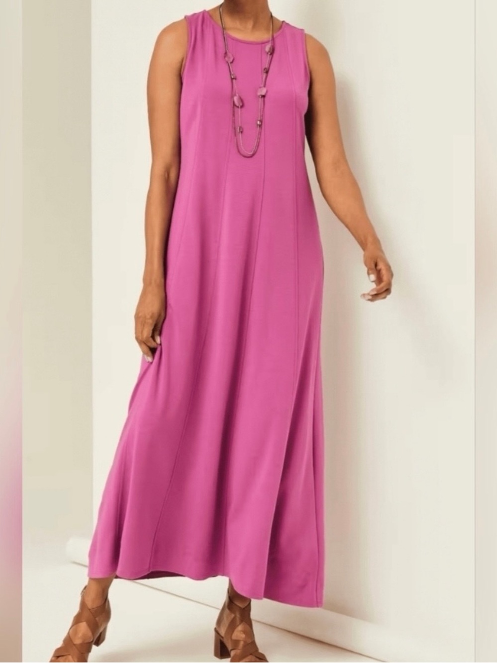 J Jill pink tank top jersey maxi dress medium